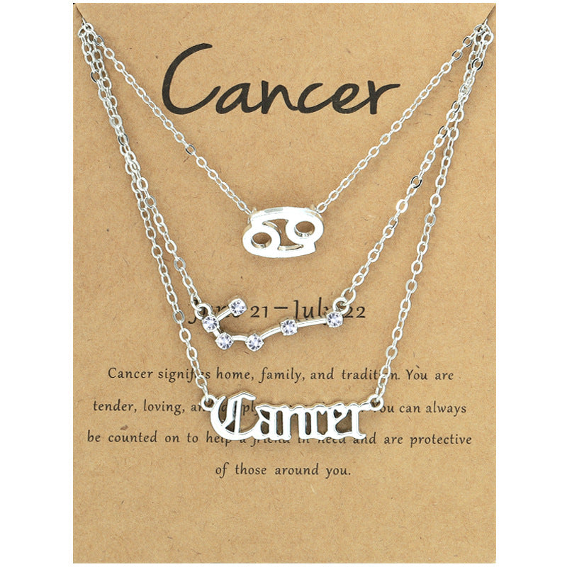 Wholesale Multi-layered Twelve Zodiac Signs Stainless Steel Necklace Set